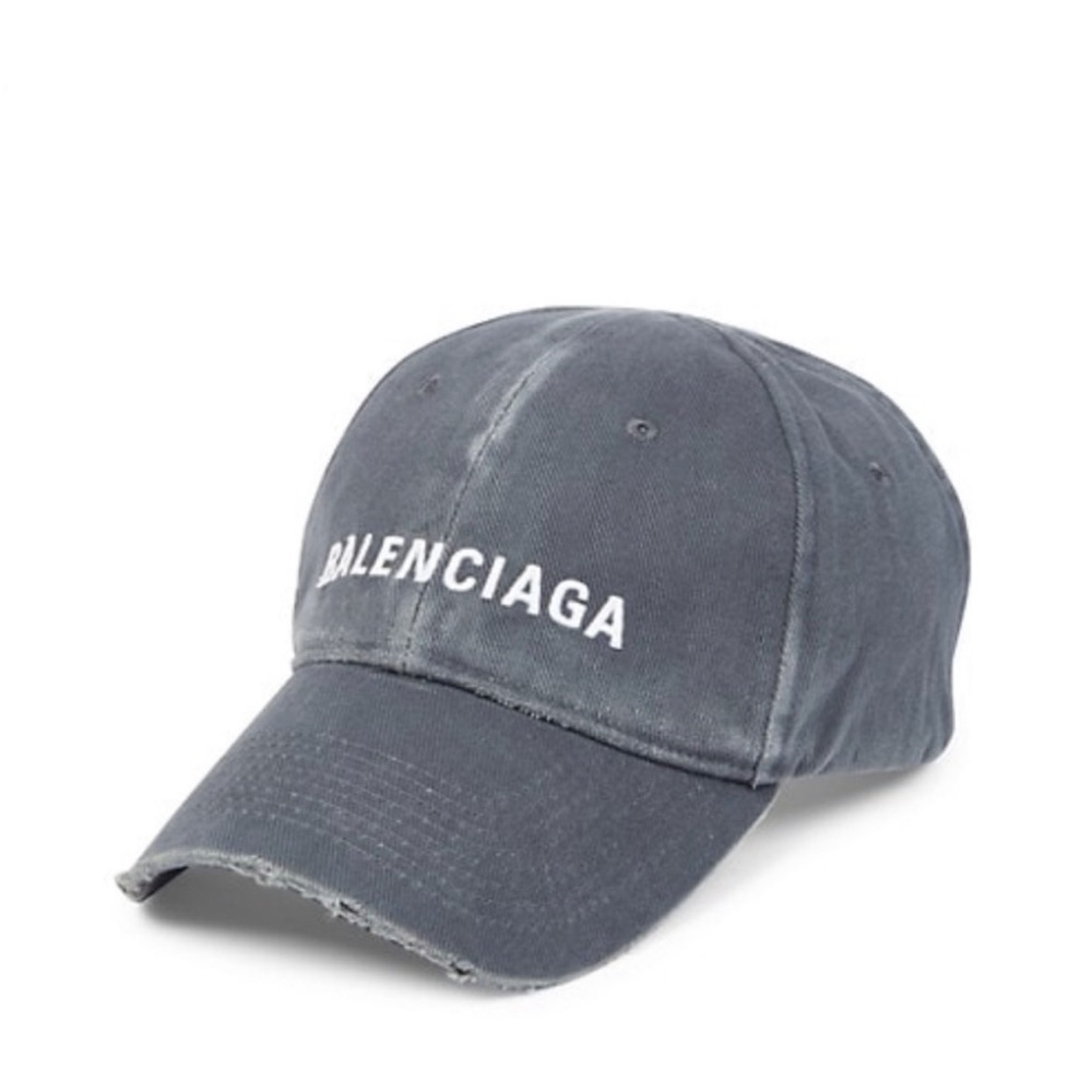 Balenciaga distressed washed grey baseball cap